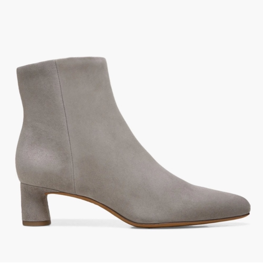 NEW Vince Hilda Suede Zip Ankle Zip Booties Grey Size 7.5